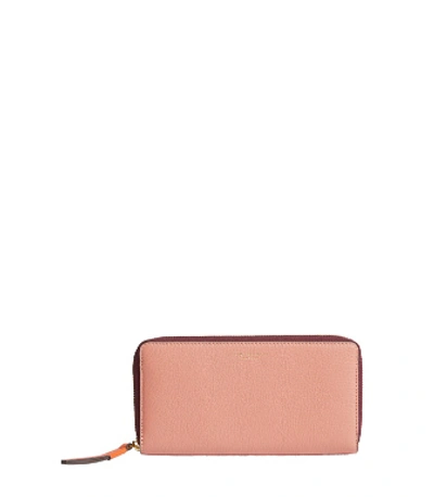 Shop Tory Burch Perry Color-block Zip Continental Wallet In Tramonto/port