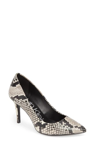 Shop Calvin Klein 'gayle' Pointy Toe Pump In Natural Snake Print Leather
