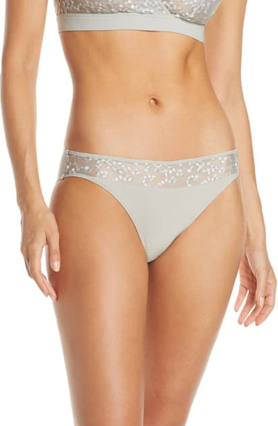 Shop Jason Wu Collection Satin Dot Embroidered Panties In Ghost Gray