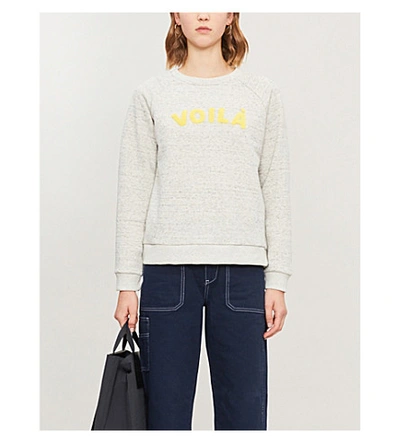 Shop Whistles Voilà Slogan Cotton-jersey T-shirt In Grey