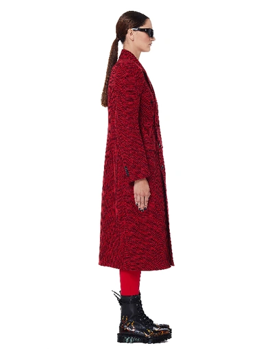 Shop Balenciaga Houndstooth Hourglass Coat In Red