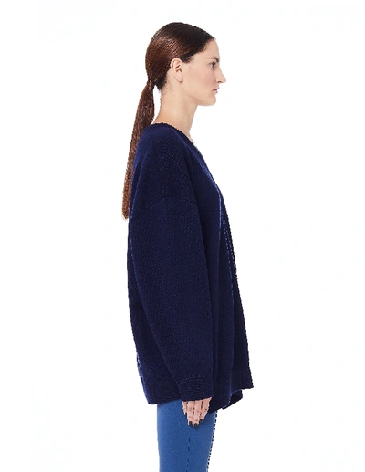Shop Balenciaga Navy Blue Signature V-neck Sweater