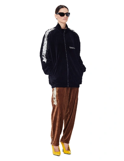 Doublet Black Embroidered Velour Track Jacket | ModeSens