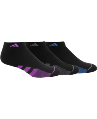 Shop Adidas Originals Adidas 3-pk. Cushioned Low-cut Women's Socks In Black/ Shock Purple/ Black - Shock Purple Marl/ Onix/ Bl