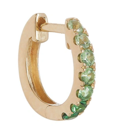Shop Roxanne First Gold Ombre Sapphire Huggie Hoop Earring In Green