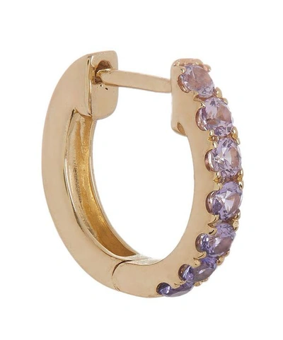 Shop Roxanne First Gold Ombre Sapphire Huggie Hoop Earring In Purple