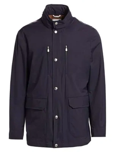 Shop Brunello Cucinelli Nylon Stand Collar Windbreaker In Navy