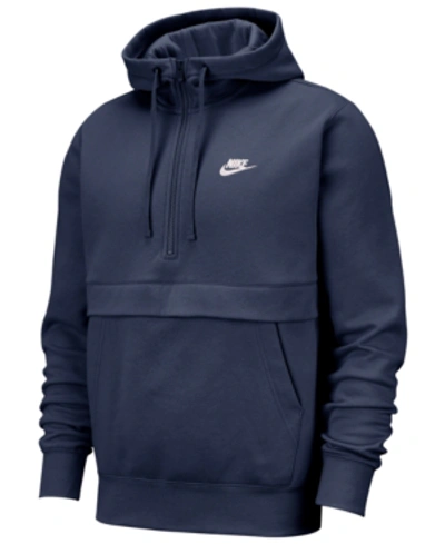 Shop Nike Men's Club Fleece Colorblocked Half-zip Hoodie In Navy