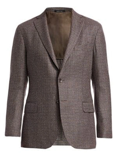 Shop Saks Fifth Avenue Collection Houndstooth Wool & Silk Sportcoat In Brown