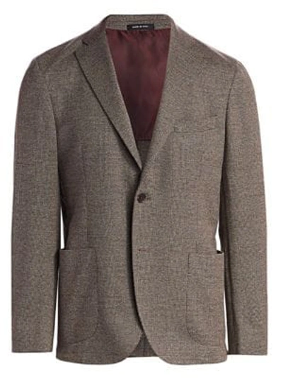 Shop Saks Fifth Avenue Collection Glen Plaid Wool-blend Sportcoat In Brown