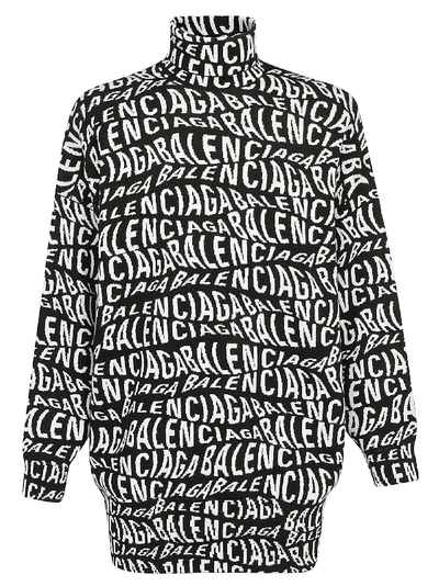 Shop Balenciaga Turtleneck Sweater In Black/white