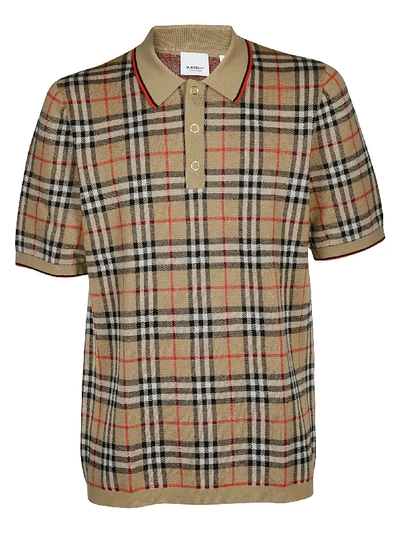 Shop Burberry Vintage Check Polo Shirt In Archive Beige