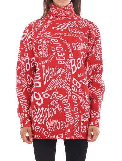 Shop Balenciaga Bi-coloured Sweater In Rosso/bianco