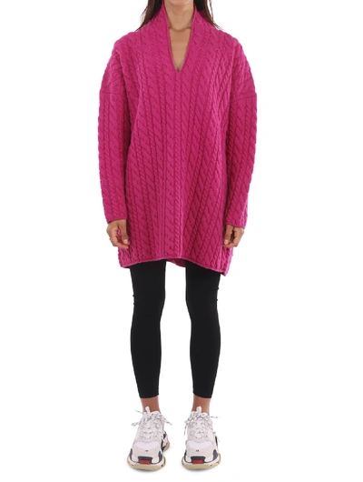 Shop Balenciaga Pink Wool Swing Sweater