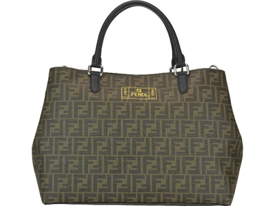 Shop Fendi Small Ff Tote Bag In Brown