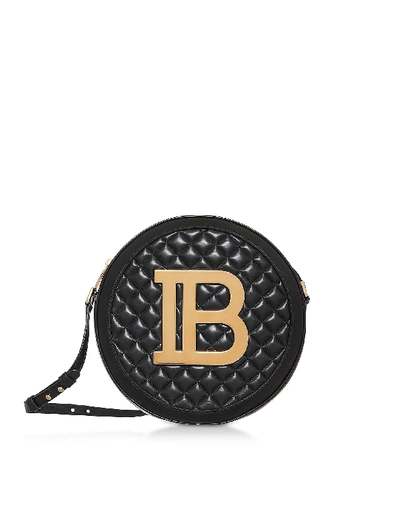 Shop Balmain Large Black Disco Shoulder Bag W/gold Metal Logo