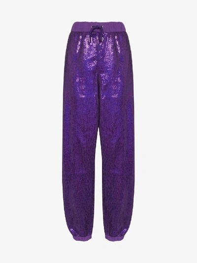 Shop Ashish Sequin-embellished Sweatpants In Purple