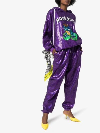 Shop Ashish Sequin-embellished Sweatpants In Purple