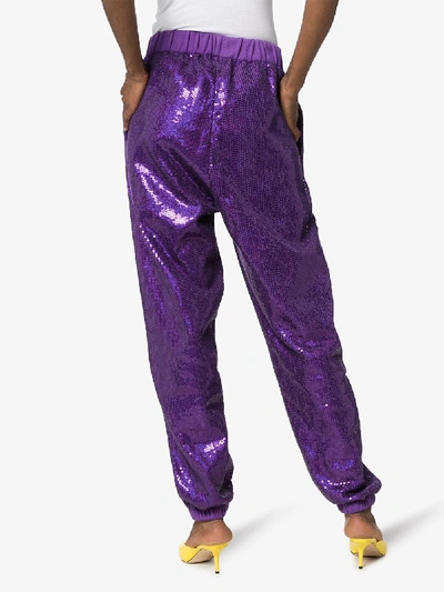 Shop Ashish Sequin-embellished Sweatpants In Purple