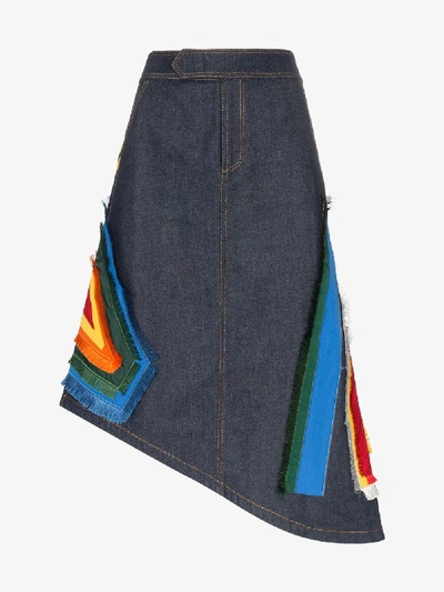Shop Angel Chen Embroidered Denim Skirt In Blue