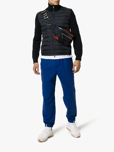 Shop Moncler Knitted-sleeve Padded Jacket In Blue