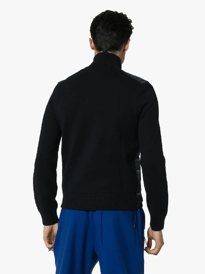 Shop Moncler Knitted-sleeve Padded Jacket In Blue