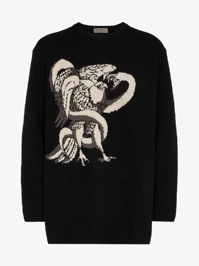 Shop Yohji Yamamoto Intarsia Knit Jumper In Black