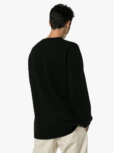 Shop Yohji Yamamoto Intarsia Knit Jumper In Black