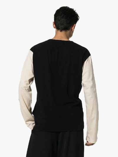 Shop Yohji Yamamoto Henley Message Long Sleeve T-shirt In Black