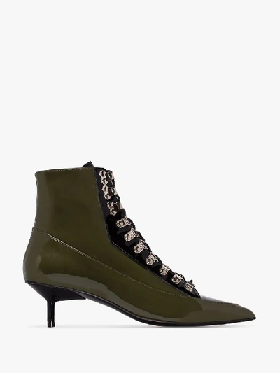 Shop Marques' Almeida Marques'almeida Green 50 Patent Leather Ankle Boots