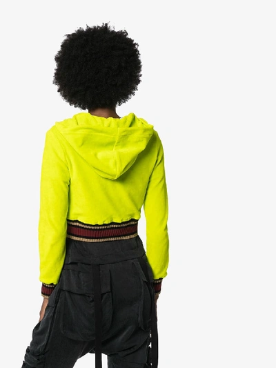 Shop Palm Angels Cropped Logo Hoodie In Yellow