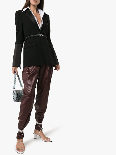 Shop Bottega Veneta Belted Silk Detail Blazer In Black