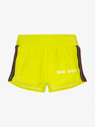 Shop Palm Angels Chenille Track Shorts In Green