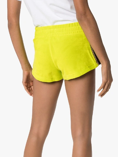 Shop Palm Angels Chenille Track Shorts In Green
