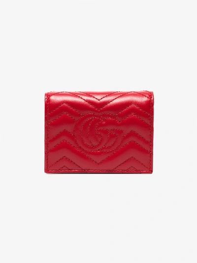 Shop Gucci Red Marmont Gg Small Quilted-leather Wallet