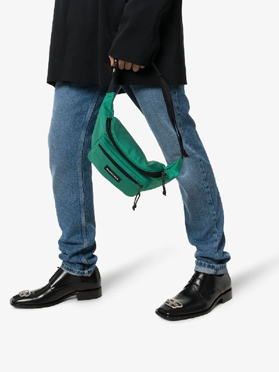 Shop Balenciaga Green Explorer Belt Bag