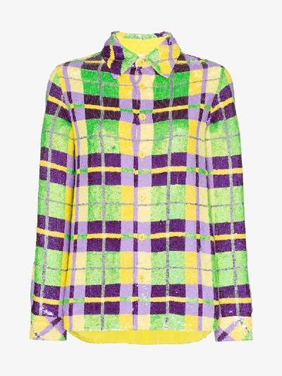 Shop Ashish Sequin Check Shirt In Multicolour