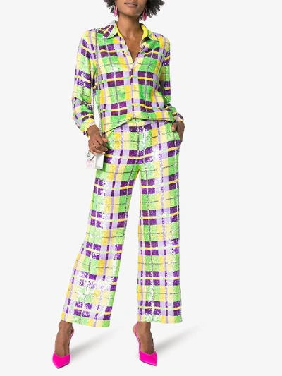 Shop Ashish Sequin Check Shirt In Multicolour