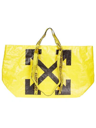 Shop Off-white Logo Printed Tote In Yellow