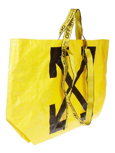 Shop Off-white Logo Printed Tote In Yellow