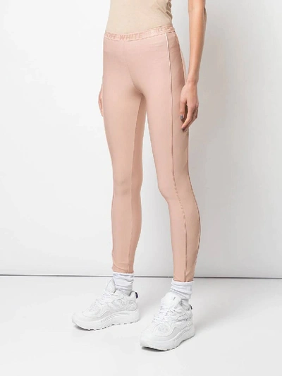 Shop Off-white Diagonal Stripe Print Leggings Nude