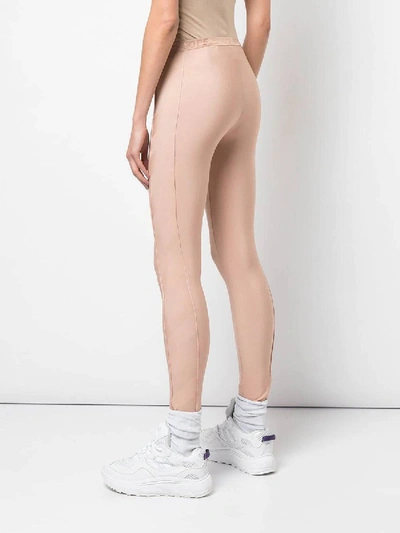 Shop Off-white Diagonal Stripe Print Leggings Nude