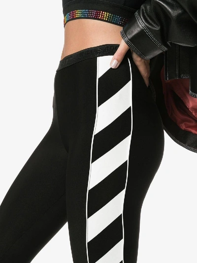 Shop Off-white Diagonal Stripe Print Leggings Black