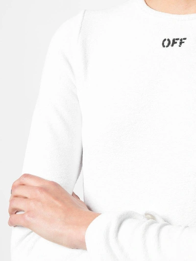 Shop Off-white Logo Stamp Long Sleeve Bodysuit White