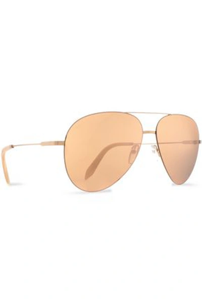 Shop Victoria Beckham Woman Aviator-style Gold-tone Sunglasses Peach