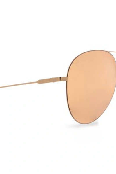 Shop Victoria Beckham Woman Aviator-style Gold-tone Sunglasses Peach