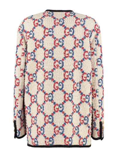Shop Gucci Sylvie Tweed Jacket In Ecru