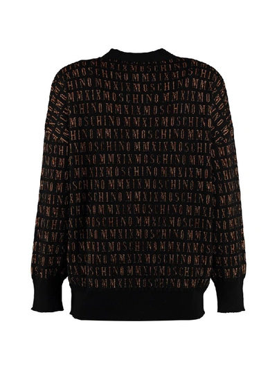 Shop Moschino Jacquard Knit Cardigan In Black