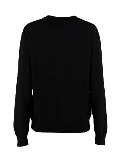Shop Moschino Intarsia Wool Sweater In Black