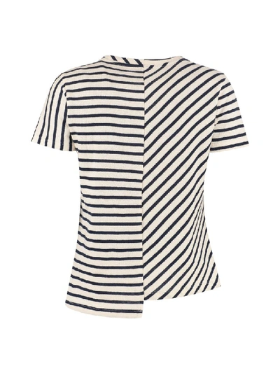 Shop Loewe Stretch Cotton Asymmetric T-shirt In Panna